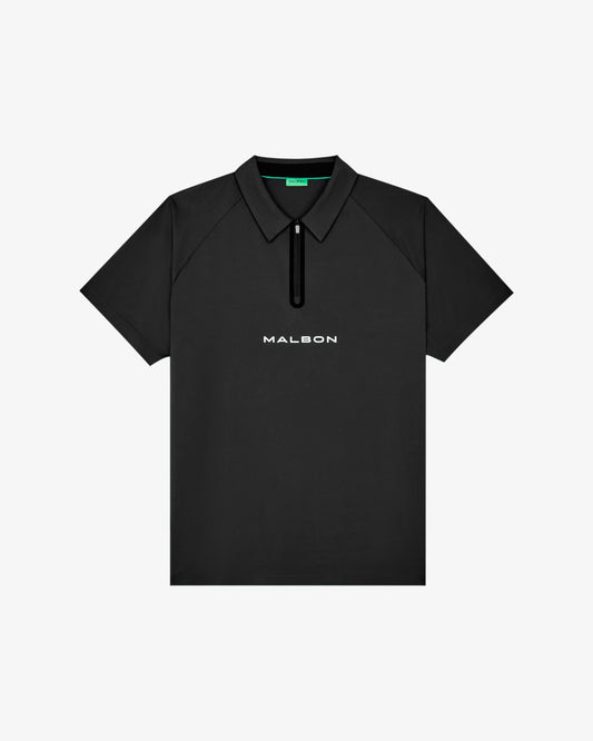 Malbon Performance Zip Raglan Polo - Black