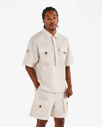 Malbon Bass Club Seersucker Windshirt - Ivory