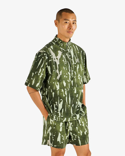 Malbon Pine Inkwash Windshirt - Olive Inkwash