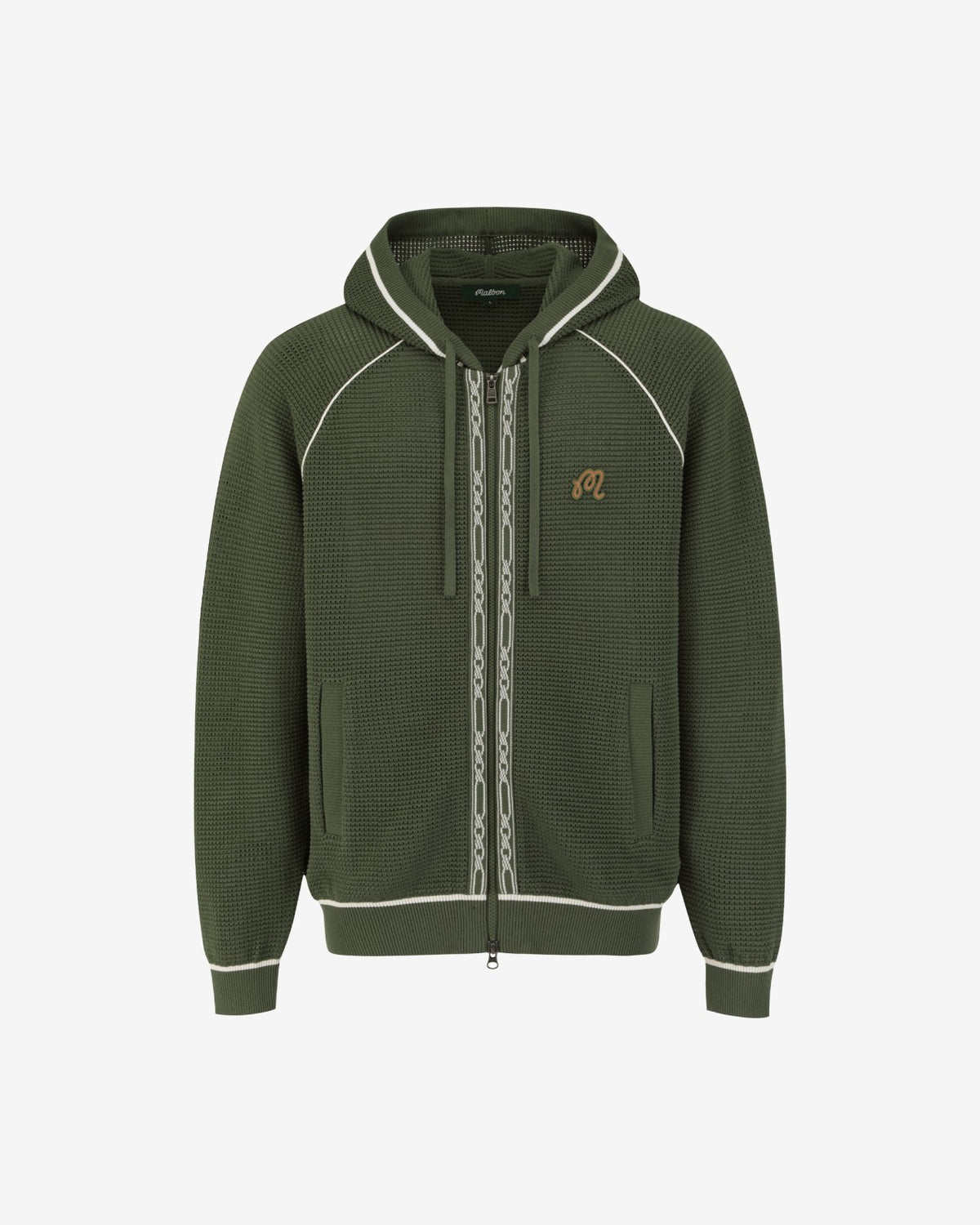 Malbon Studio Seoul Crochet Knit Full-Zip Hoodie - Dark Green