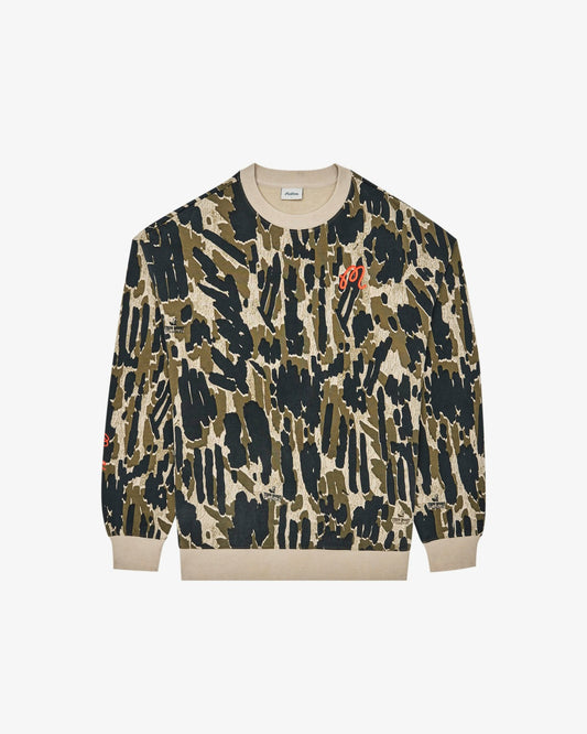 Malbon Range Tour Divot Camo Sweatshirt - Bark Camo
