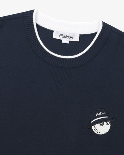Malbon Studio Seoul Double-Knit Mens Pullover - Navy