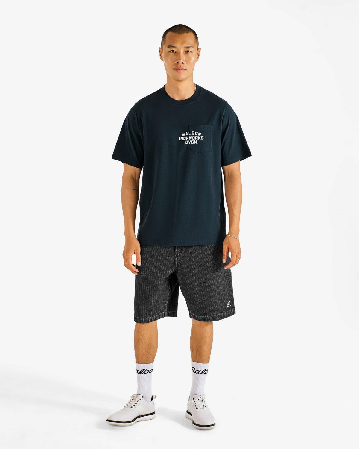 Malbon Foreman Short - Black Stone Washed Denim