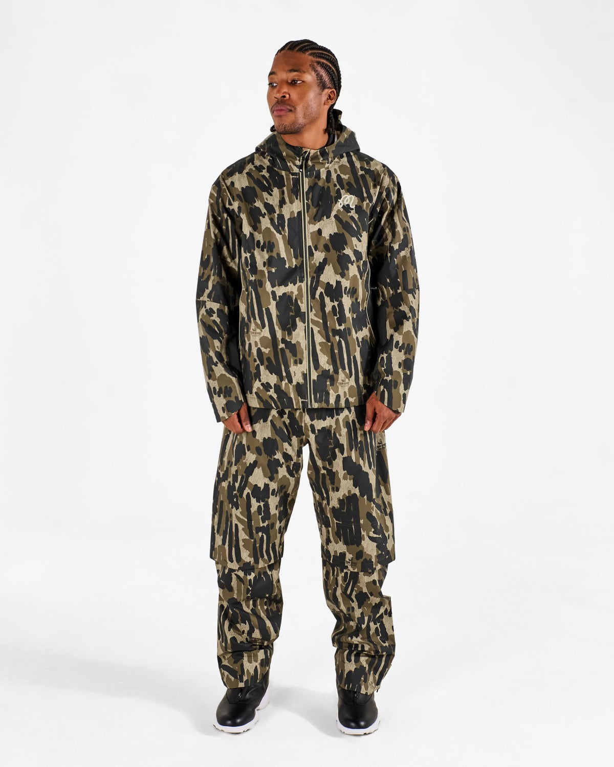 Malbon Tour Divot Camo Rain Jacket - Bark Camo