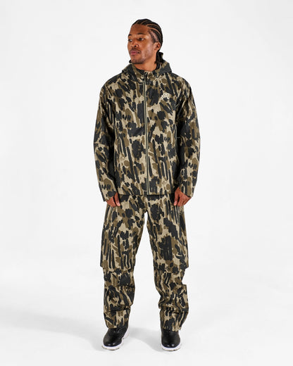 Malbon Tour Divot Camo Rain Jacket - Bark Camo