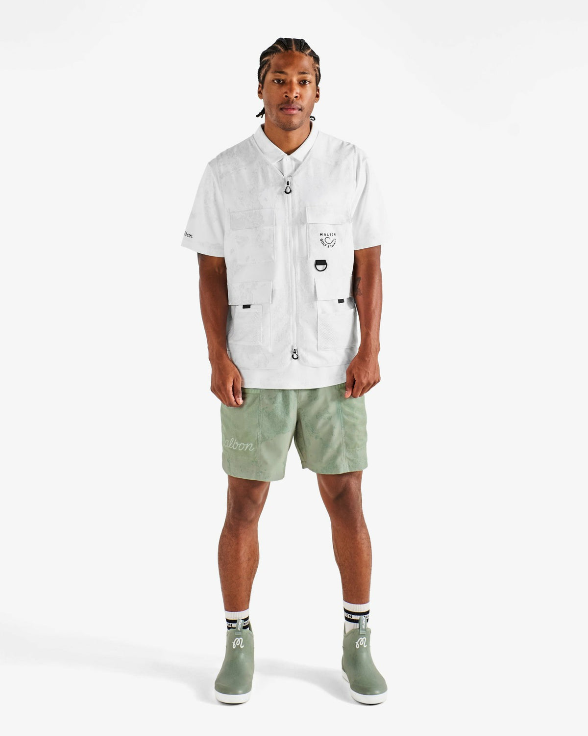 Malbon Golf And Tackle Vest - White Ripple