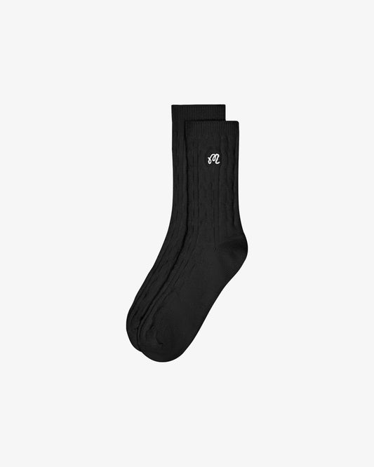 Malbon Cable Knit Sock - Black
